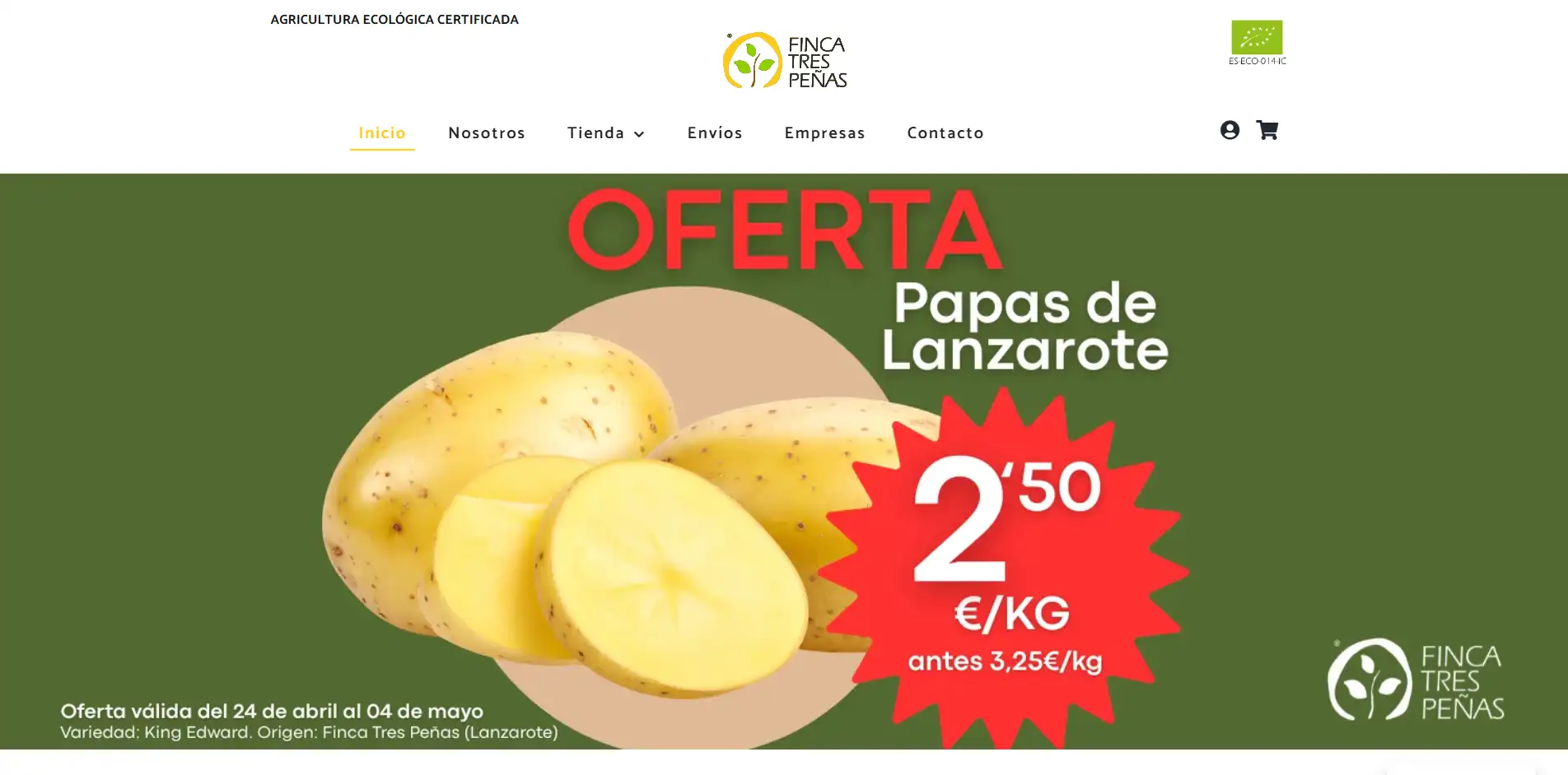 Diseño web de: Finca Tres Peñas - Tienda online de productos ecológicos