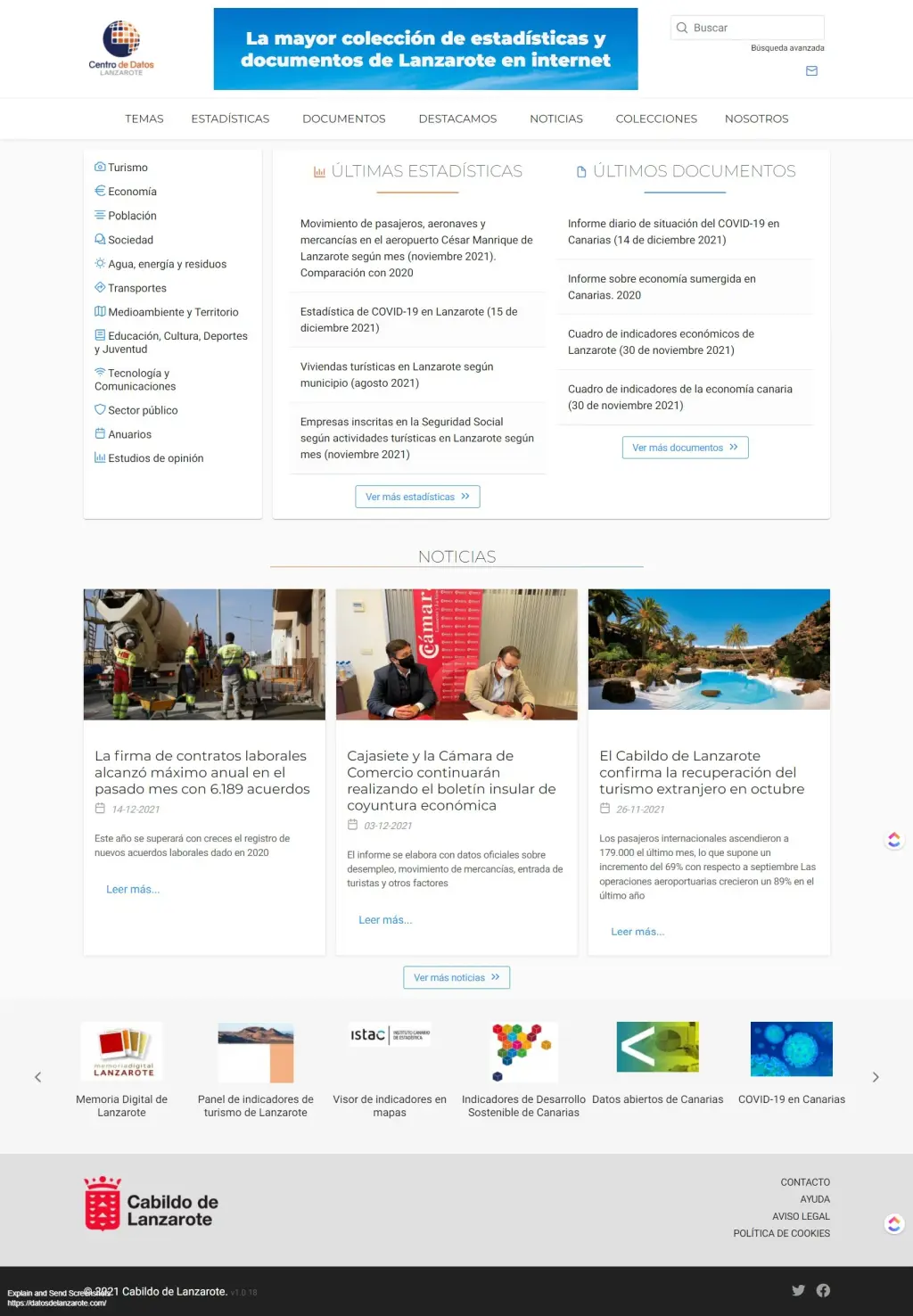 Datos de Lanzarote - Datos estadísticos captura 1