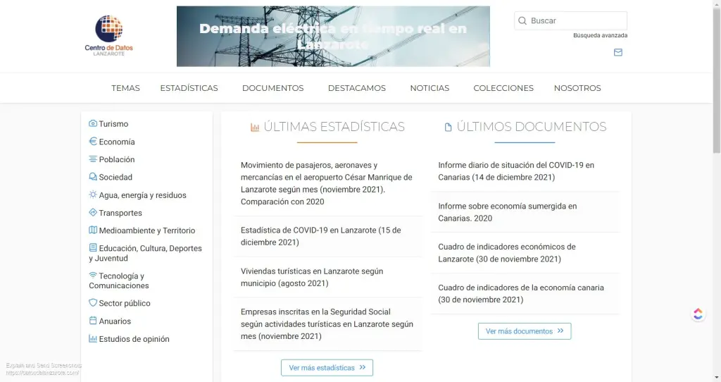 Datos de Lanzarote - Datos estadísticos captura 2